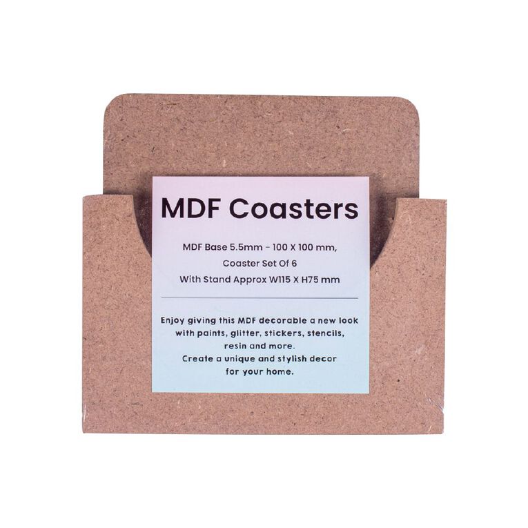 Uniti Craft Adults Mdf Base 5.5mm 4X4 In Coaster Set Of 6 With Stand, , hi-res