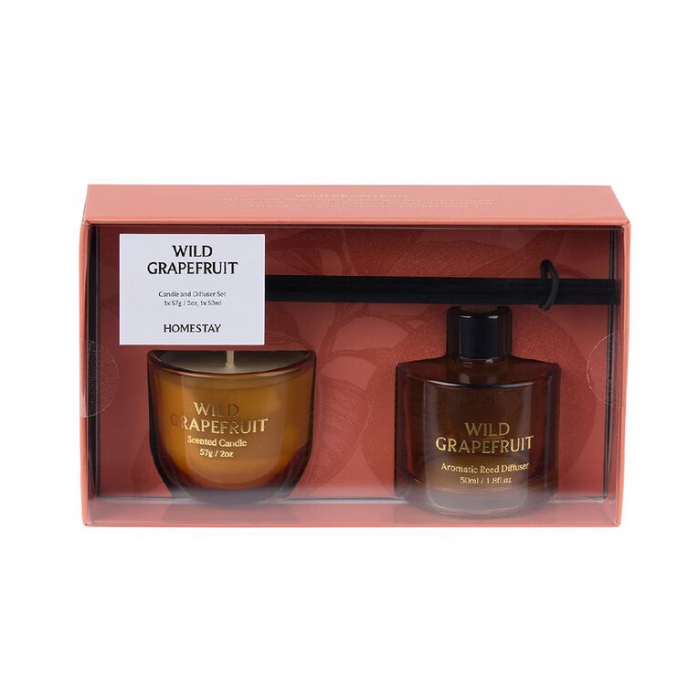 Living & Co Homestay Candle and Diffuser Set Wild Grapefruit, , hi-res