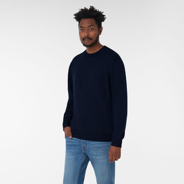 H&H Men's Plain Crew Sweatshirt, Navy, hi-res