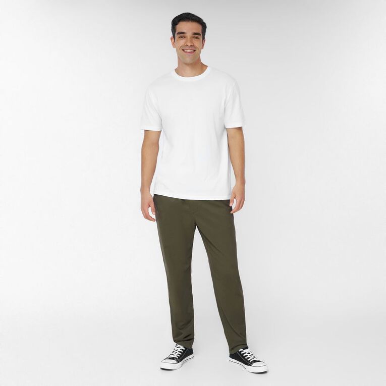 H&H Men's Elastic Waist Tapered Pants, Green Dark, hi-res