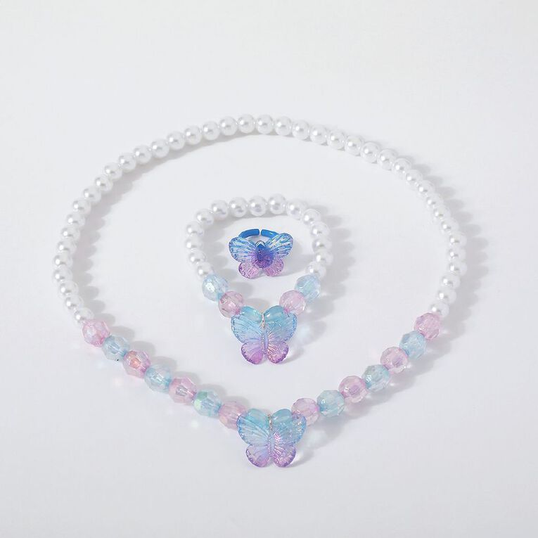 Kids' Butterfly Ring Bracelet and Necklace Set, , hi-res