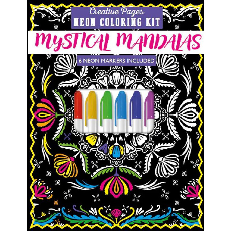 Creative Pages Mystical Mandalas Neon Colouring Book, , hi-res
