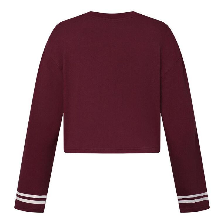 BRDRLESS Nova Crop Long Sleeve Sport Tee, Red Dark, hi-res