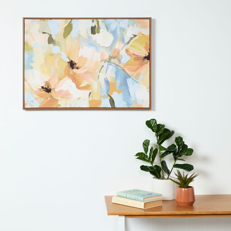 Living & Co Framed Canvas Floral 50cm x 70cm, , hi-res