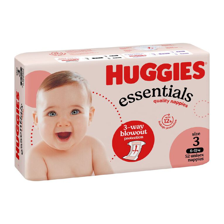 Huggies Essential Nappy Size 3 6-11kg 52 Pack, , hi-res
