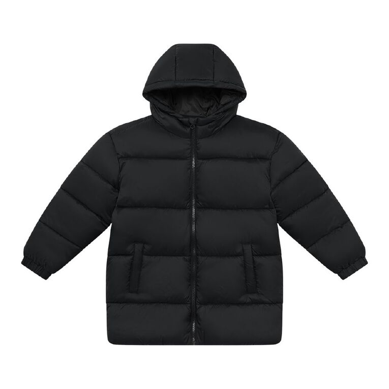 Young Original Longline Puffer Jacket, Black, hi-res