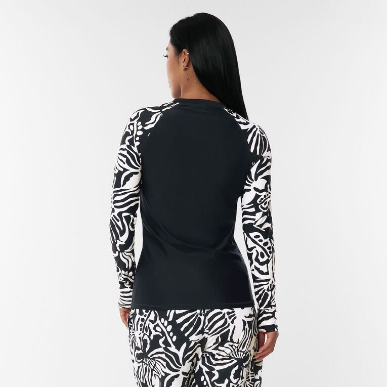 H&H Women's Long Sleeve Zip-Thru Rash Top, Black, hi-res