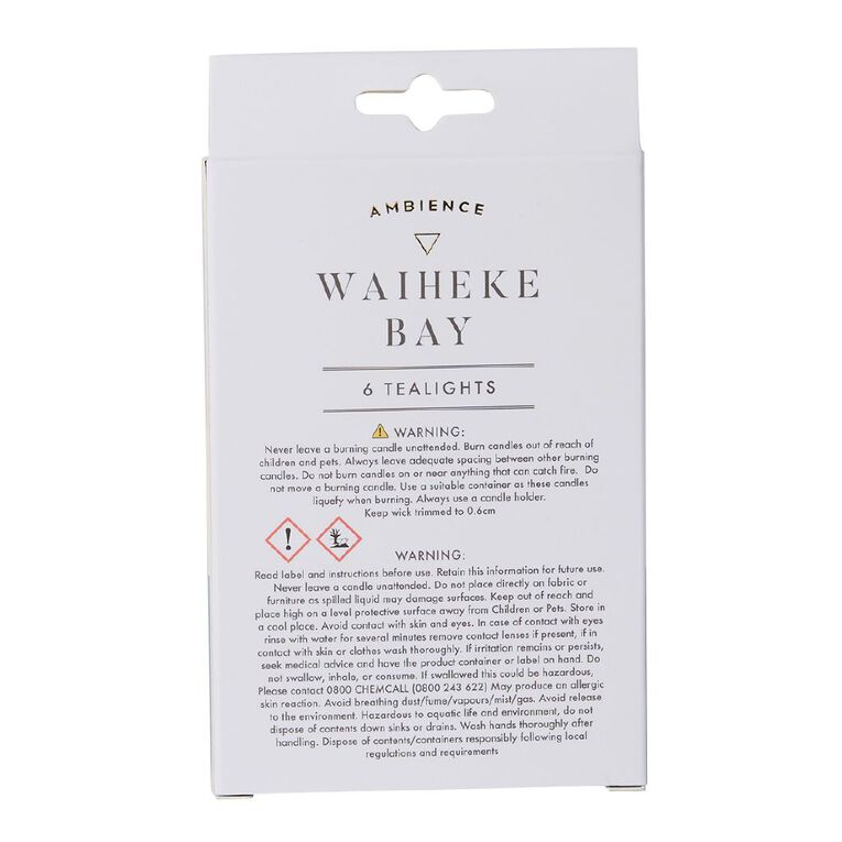 Living & Co Ambience Scented Tealight Candles Waiheke Bay 6 Pack, , hi-res