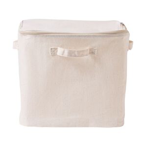 Living & Co Linen Look Soft Square Box W/Zip Cream