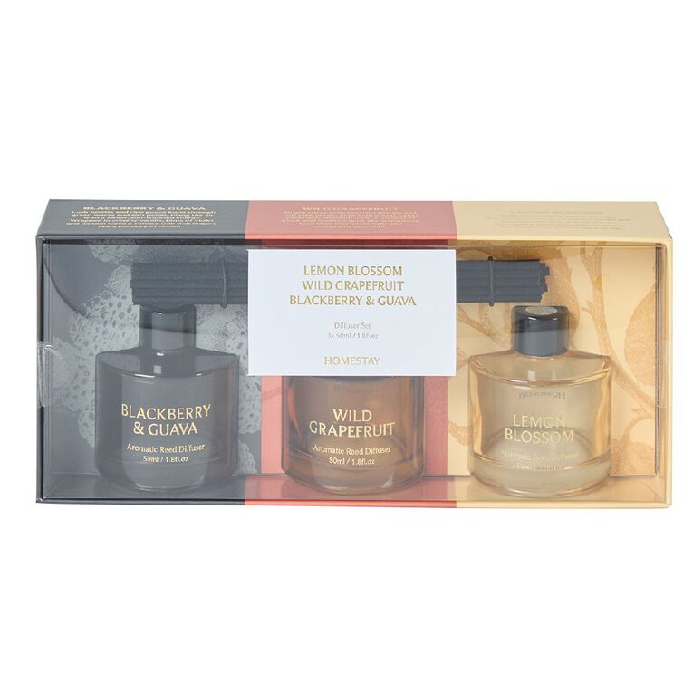 Living & Co Homestay Diffuser Set of 3 Lemon Grapefruit Blackberry, , hi-res