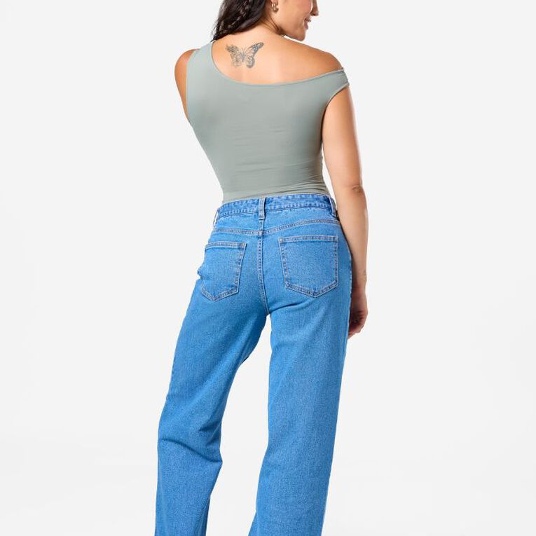 H&H Women's High Rise Wide Leg Jeans, Denim Mid, hi-res