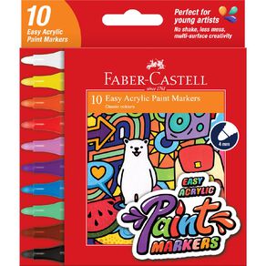 Faber-Castell Easy Acrylic Paint Marker Multi-Coloured 10 Pack