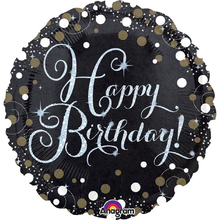 Anagram 45cm Standard Sparkling Happy Birthday Balloon, , hi-res
