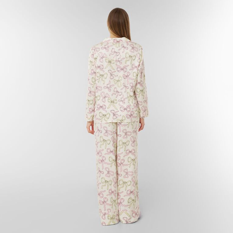 H&H Women's Satin Pyjama Set with Eye Mask, White, hi-res