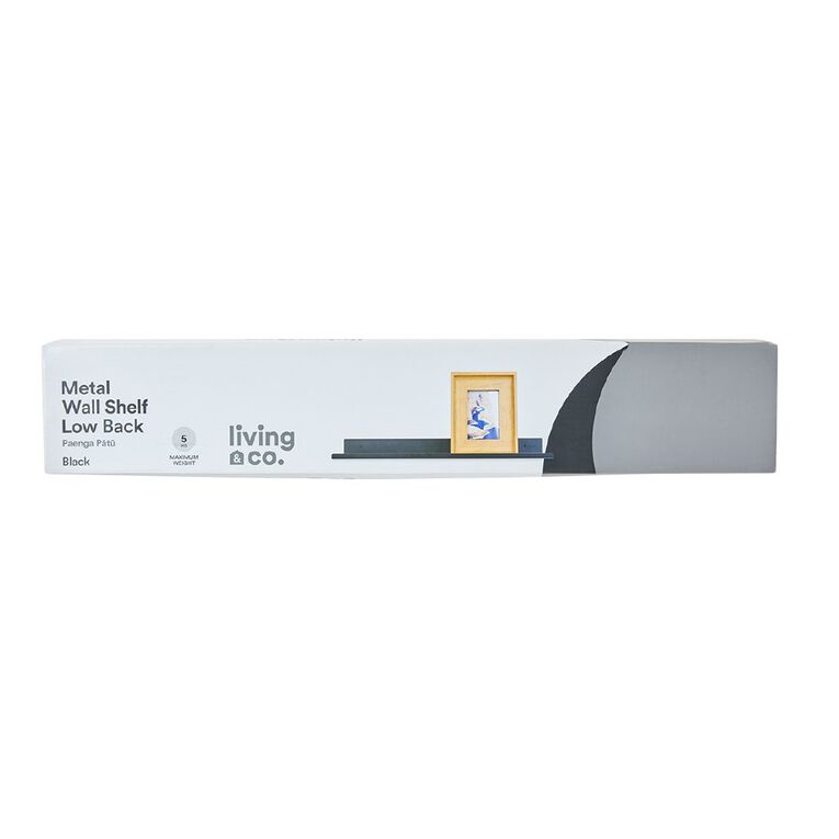 Living & Co Low Back Wall Shelf Metal Black, , hi-res