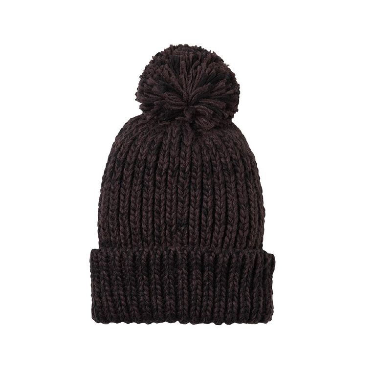 H&H Women's Multi Yarn Beanie, Brown Dark, hi-res