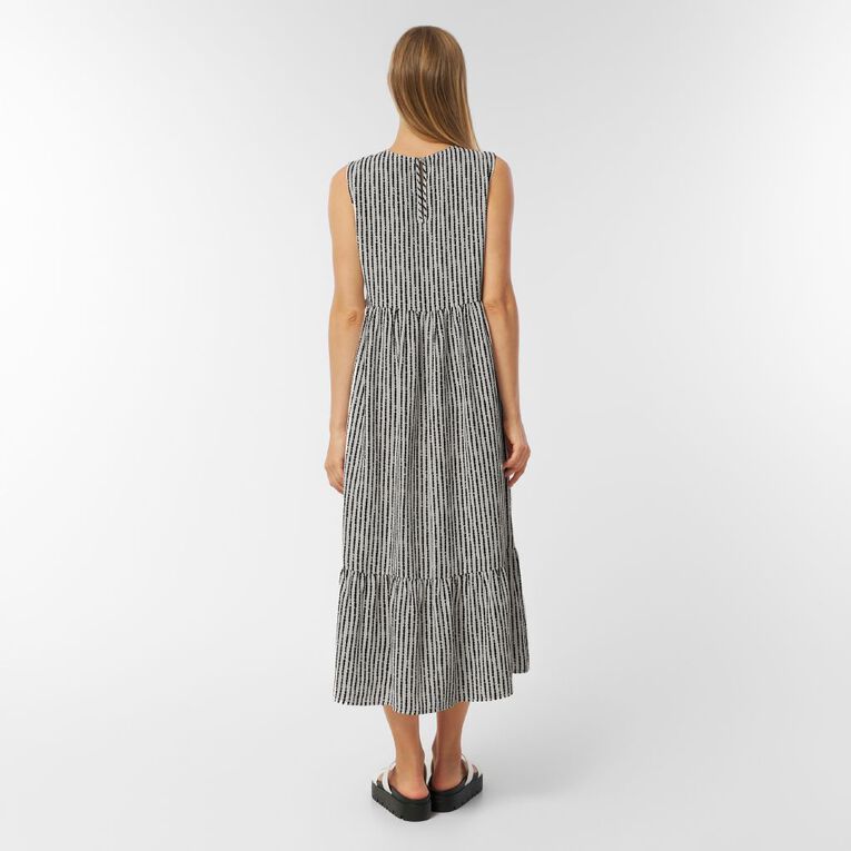 H&H Women's Seelveless Tiered Dress Midaxi, Black/White, hi-res