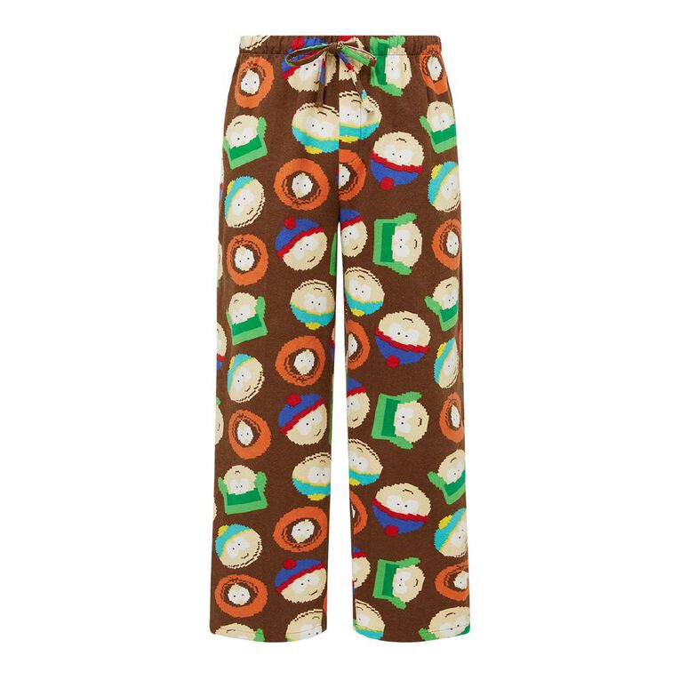 South Park Men's Flannelette Pyjama Pants, Brown Dark, hi-res