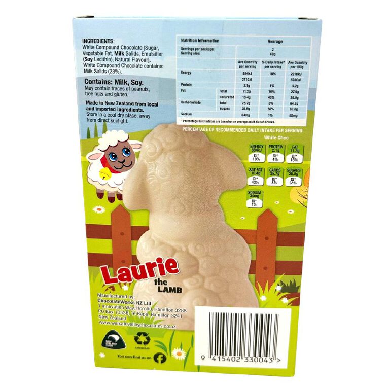 Waikato Valley Chocolates White Chocolate Laurie the Lamb, , hi-res