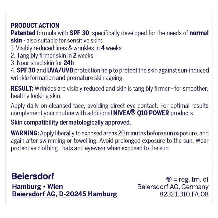 Nivea Q10 Power Anti Wrinkle SPF30+ Day Cream 50ml, , hi-res