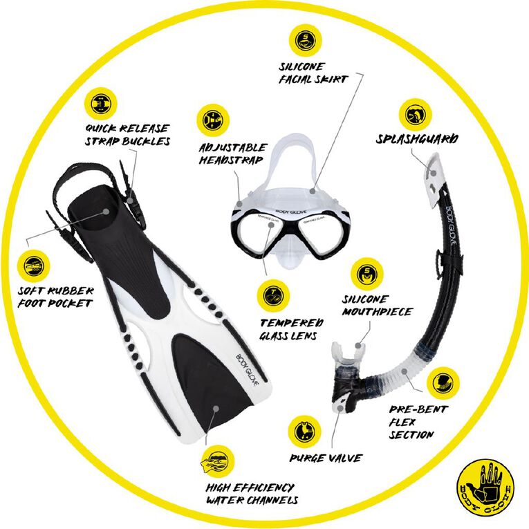 Body Glove Adults Mantaray Snorkelling Set L-XL, , hi-res