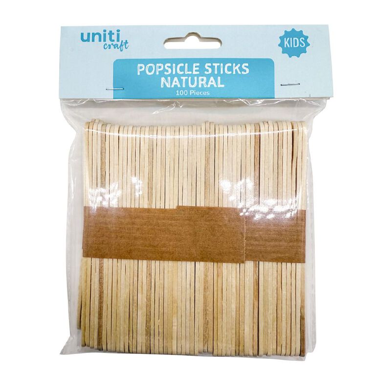 Uniti Popsicle Sticks Natural 100 Pack, , hi-res