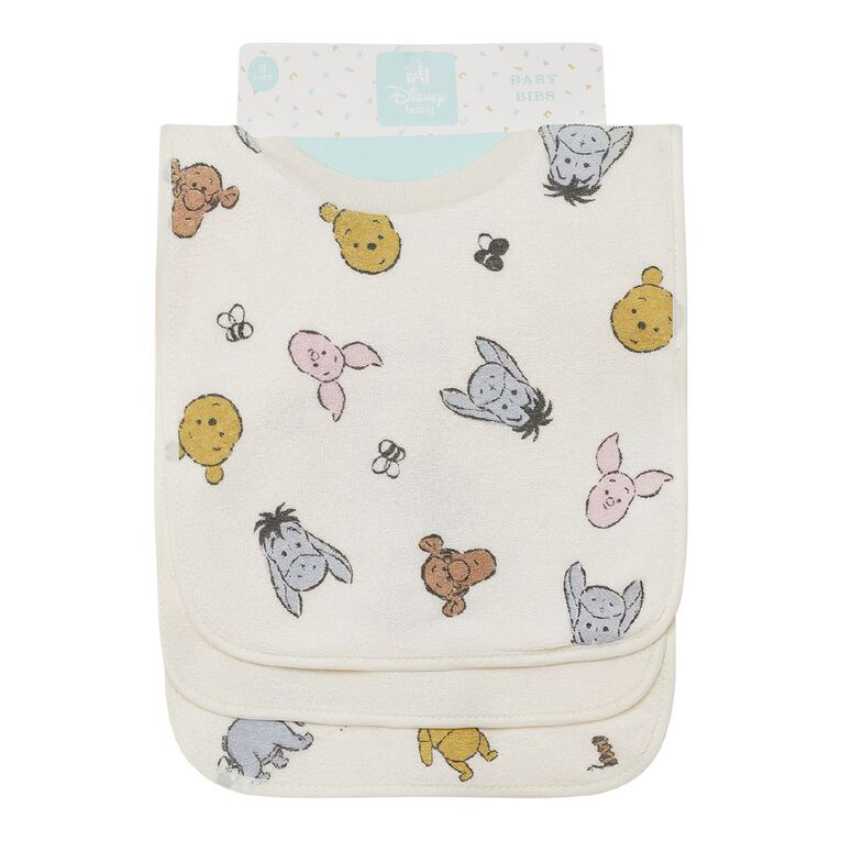 Winnie the Pooh Babies' Bibs 3 Pack, Cream, hi-res