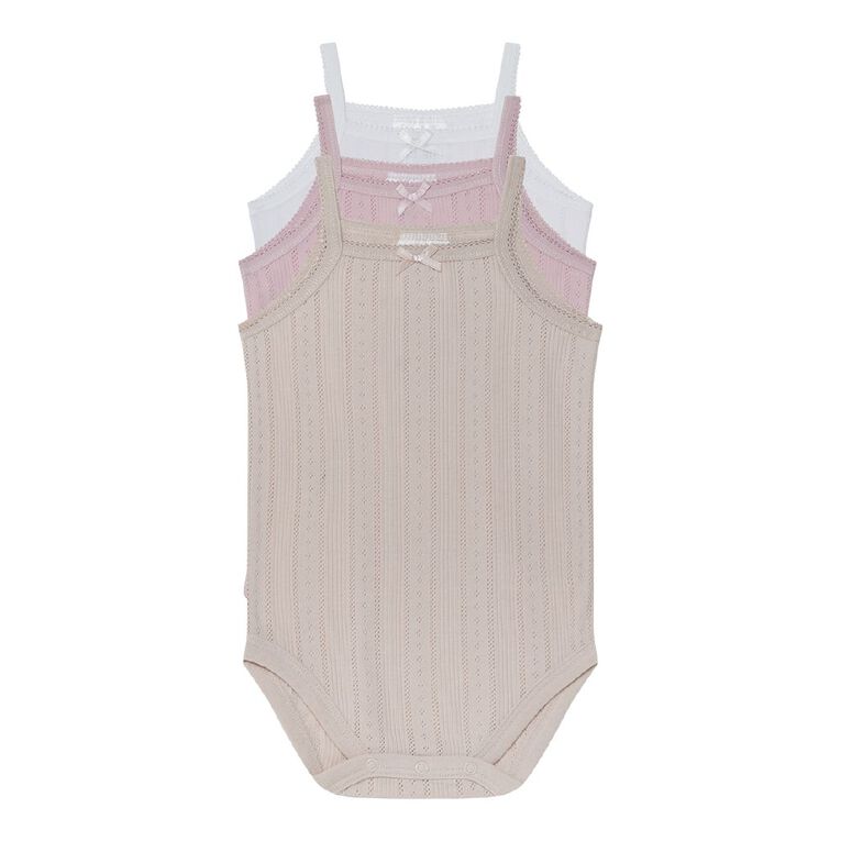 Young Original Babies' Pointelle Sleeveless Bodysuit 3 Pack, Pink Light, hi-res