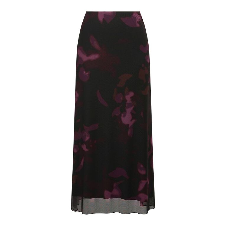 H&H Women's Print Mesh Maxi Skirt, Red Dark, hi-res