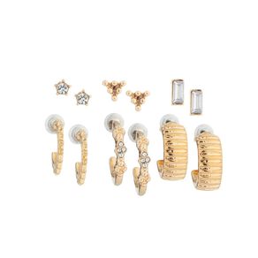 H&H Triangle Huggie Hoop Gold Earrings 6 Pairs
