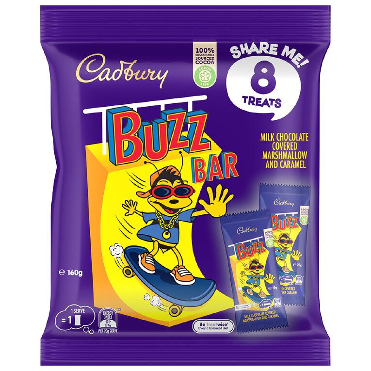 Cadbury Buzz Bar Share Pack 160g, , hi-res