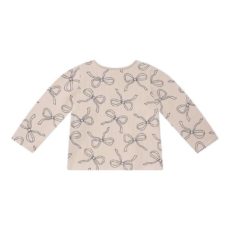 Young Original Toddler Girls' Long Sleeve Cosy Rib Tee, Brown Light, hi-res