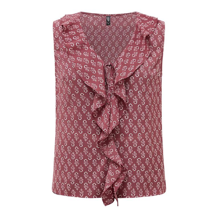 H&H Women's Sleeveless Frill Front Tank, Purple Light, hi-res