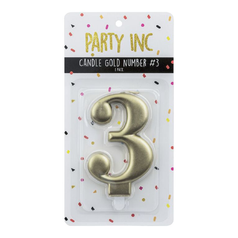 Party Inc Candle Number #3 Gold, , hi-res