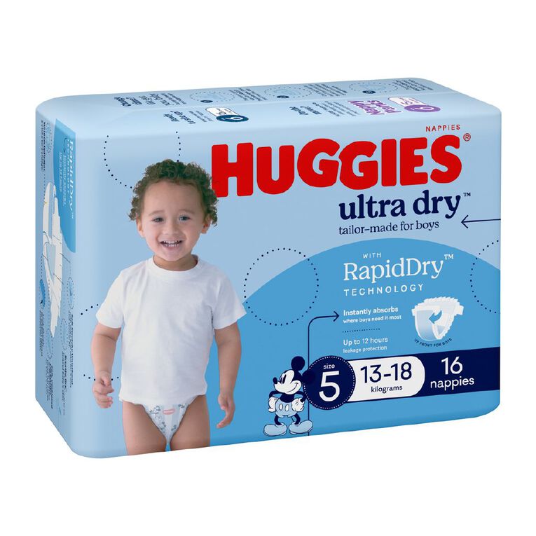 Huggies Boys' Convenience Nappy Walker Size 5 13-18kg 16 Pack, , hi-res