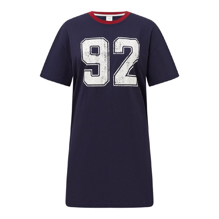 H&H Women's Boxy T-Shirt Nightie, Blue Dark, hi-res