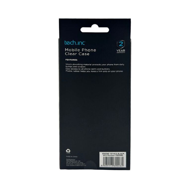 Tech.Inc Clear Phone Case For iPhone 13/14/15TI0059BL Black, , hi-res