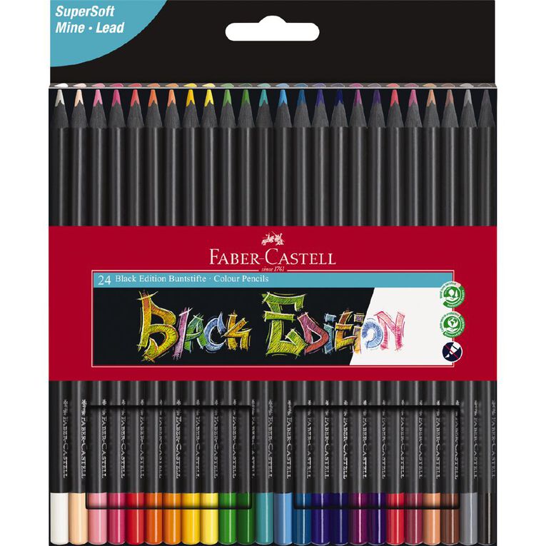 Faber-Castell FSC Black Edition Colour Pencil Box of 24 Assorted, , hi-res