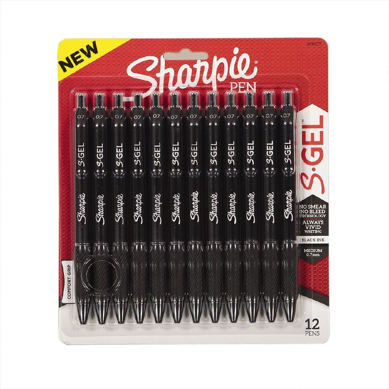 Sharpie S-Gel Retractable 0.7mm Gel Pen Black 12 Pack Black, , hi-res