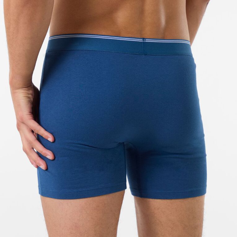 H&H Men's Mid Leg Trunks 3 Pack, Blue/Navy, hi-res