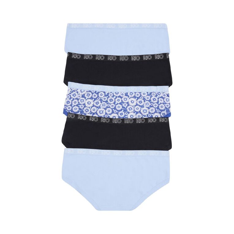 Rio Women's Boyleg Briefs 5 Pack, Blue Mid, hi-res