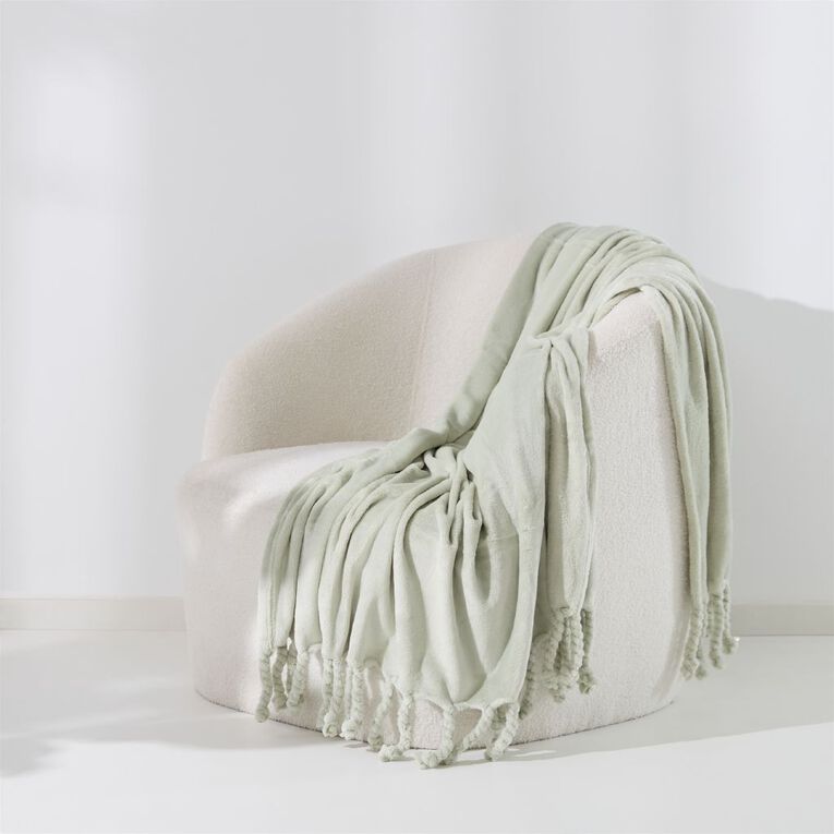 Living & Co Throw Plush Green Light 127cm x 152cm, , hi-res
