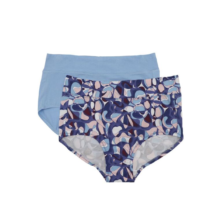 Underworks Women's Smooth Line Hi-Cut Briefs 2 Pack, Blue Dark, hi-res