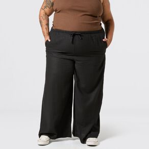 H&H Curve Women's Linen Blend Wide Leg Pants