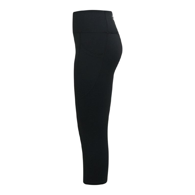 Active Intent Women's Pocket Nylon Crop Leggings, Black, hi-res
