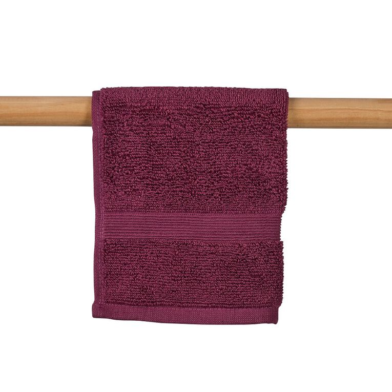 Living & Co Plush Plain Face Towel Plum, , hi-res