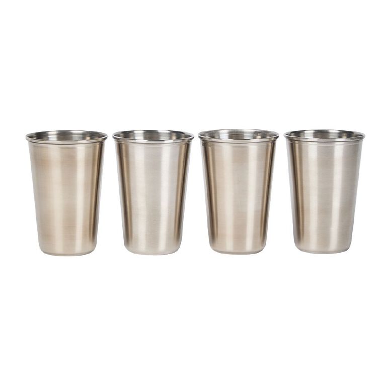 Living & Co Stainless Steel Picnic Cups 4 Pack Stainless Steel 500ml, , hi-res