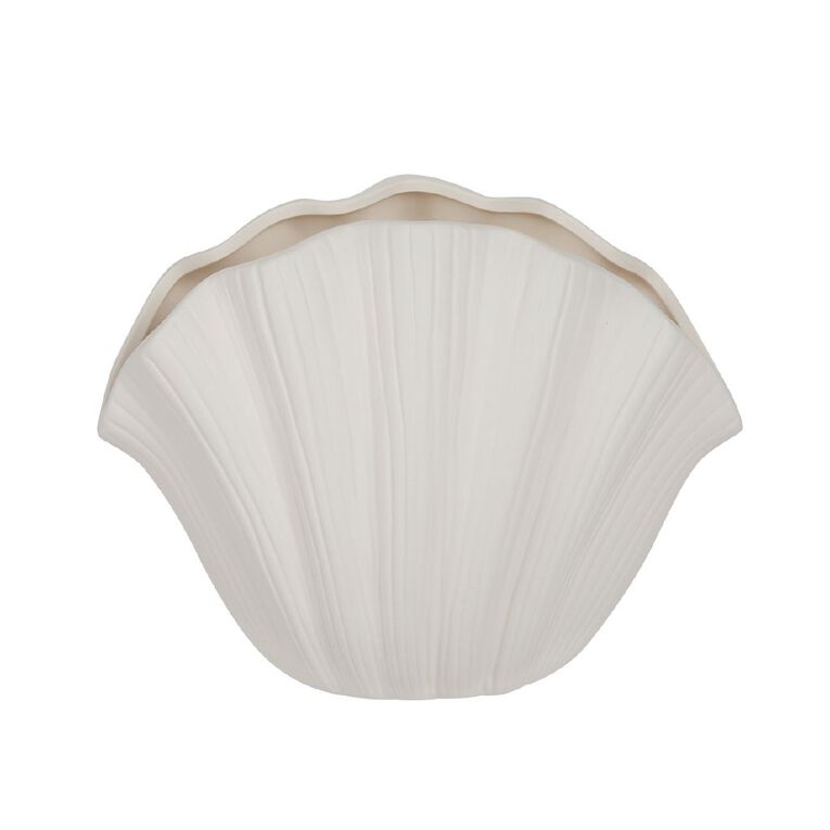 Living & Co Contemporary Ceramic Scallop Vase 28 x 20cm, , hi-res