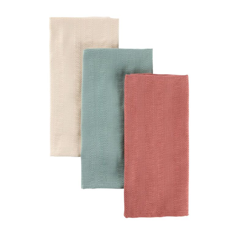 Living & Co Weave Tea Towel Multi-Coloured 3 Pack, , hi-res