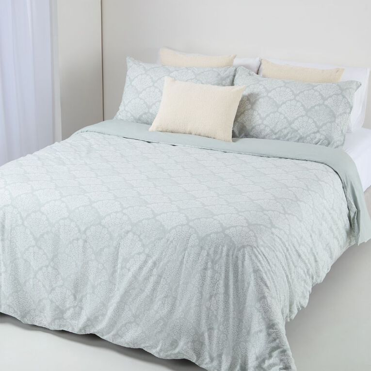 Living & Co Duvet Cover Set Cotton Santorini Blue Queen, , hi-res